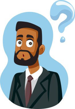 Afrikalı İşadamı Soru Vektörü İllüstrasyonuna Sahip