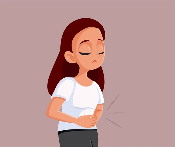 Trauriges Teen Mädchen Mit Krämpfen Vector Illustration — Stockvektor