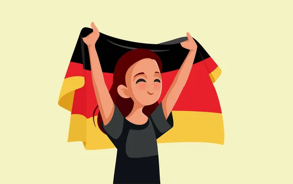持有国旗矢量漫画的德国妇女 — 图库矢量图片