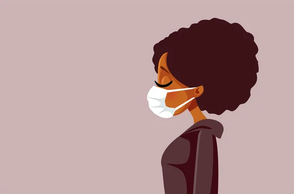 流行期に顔マスクをしたアフリカ人女性 — ストックベクタ