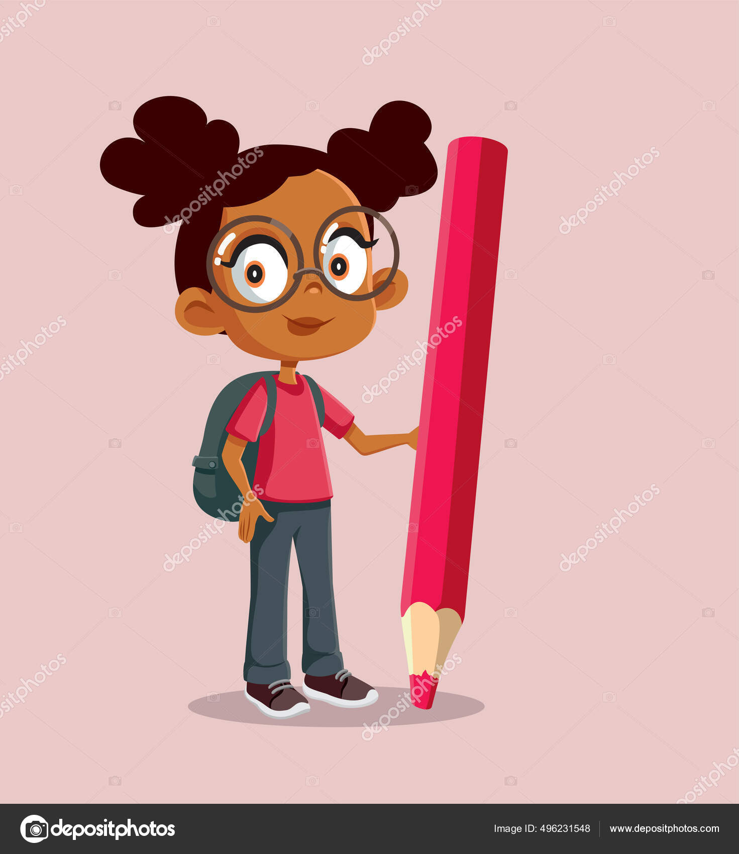 Africana Escuela Chica Celebración Grande Lápiz Vector Dibujos