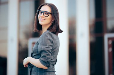 Businesswoman Wearing Eyeglasses in Outdoor Portrait