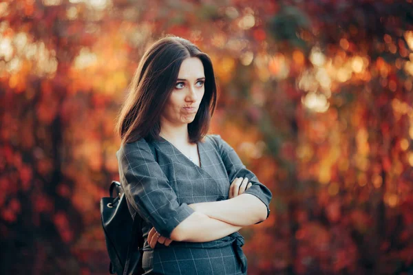 Upset Woman Standing Arms Crossed — Stock Photo, Image