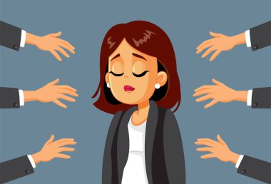 İşyeri Vektör İllüstrasyonunda Çalışan Kadın Rahatsız Ediliyor