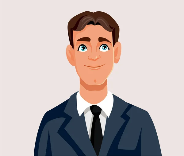 Joven Hombre Guapo Con Traje Negocios Vector Carácter — Vector de stock