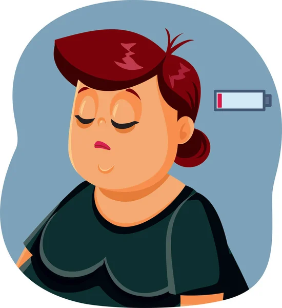 Exausto Overweight Mulher Vector Ilustração —  Vetores de Stock