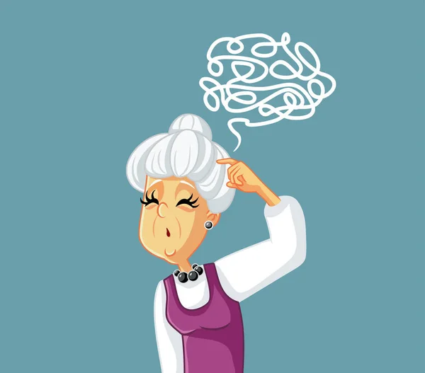 Puzzled Senior Vrouw Vector Karakter Illustratie — Stockvector