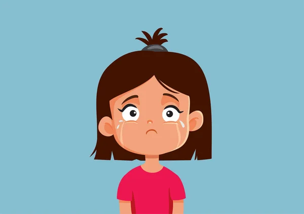 Triste Petite Fille Vecteur Dessin Animé Personnage Illustration — Image vectorielle
