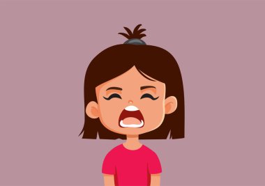 Kızgın Küçük Kız Bağıran Vektör Çizgi Film Çizimi