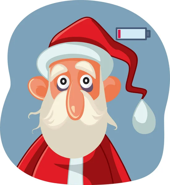 Tired Santa Claus Having Energy Vector Cartoon — Stock Vector