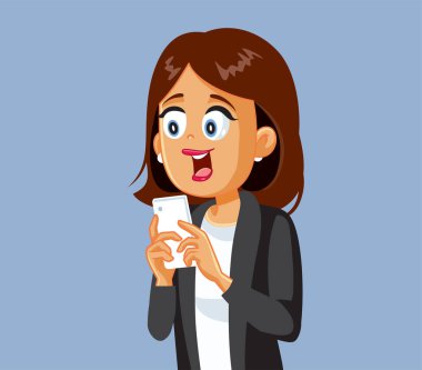 Telefon vektörü çizgi filmini kullanan Mutlu İş Kadınları