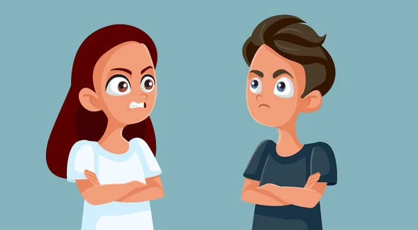 Teen Boy Girl Arguing Each Other Vector Cartoon - Stok Vektor