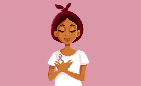 Illustration Vectorielle Symbole Ruban Rose Survivant Cancer Sein — Image vectorielle