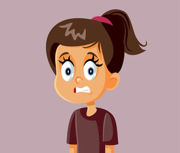 Little Girl Cringe Face Vector Cartoon — Stock Vector