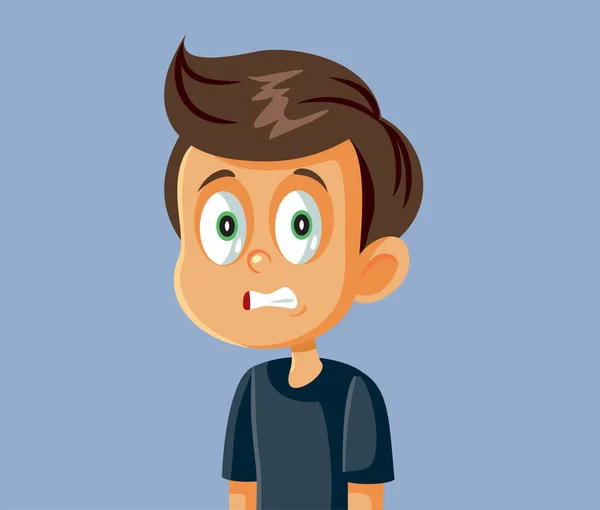 Pequeno Menino Cringe Face Vector Desenhos Animados — Vetor de Stock