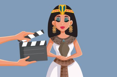 Bir Kleopatra Sanatsal Film Vektörü Çizgi Filmi Çekiyor
