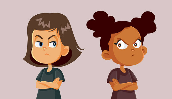 Best Friends Upset with Each other Vector Illustration