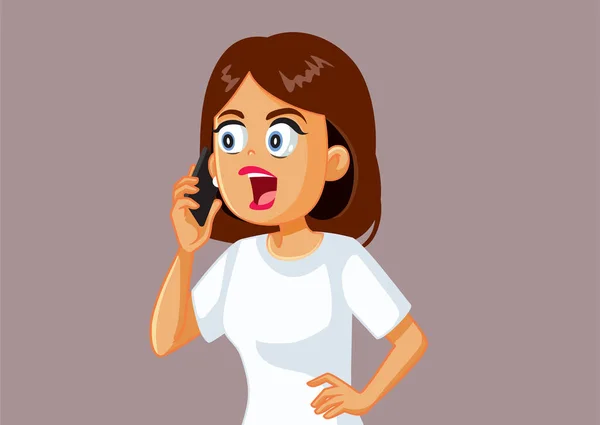 携帯電話のベクトルのイラストで話す怒っている女性 — ストックベクタ