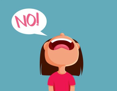 Üzgün Küçük Yürüyen Vektör Çizgi Film Çizimi Yok diyor