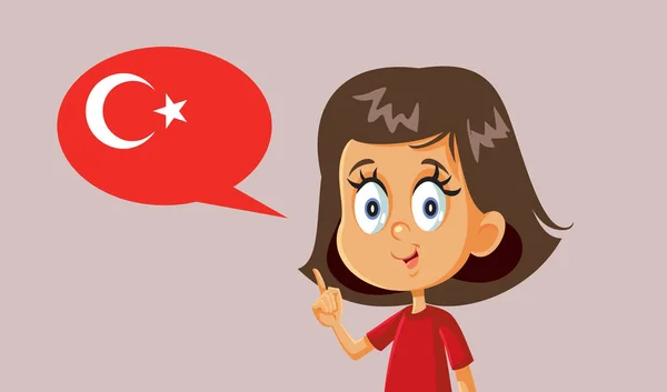 Türk Vektör Llüstrasyonunu Konuşmayı Öğrenen Küçük Kız — Stok Vektör