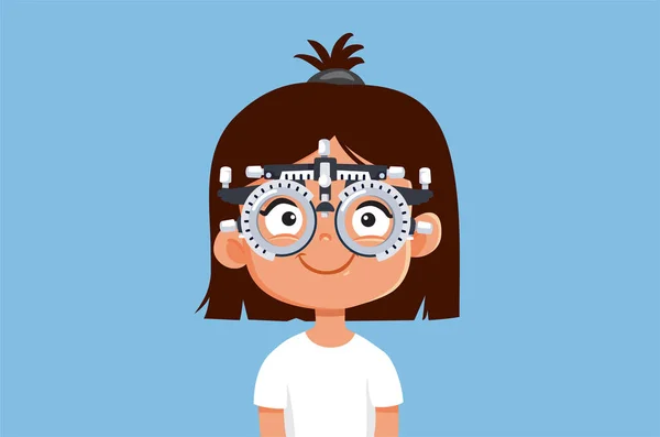 Menina Tendo Olho Verifique Consulta Vector Ilustração — Vetor de Stock