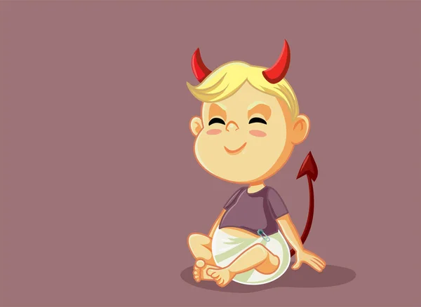 Evil Devilish Baby Vector Cartoon Ilustração — Vetor de Stock
