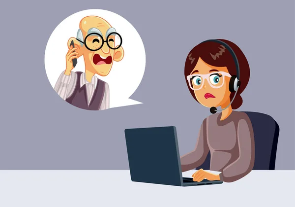 Angry Customer Calling Call Center Operator Vector Illusztráció — Stock Vector