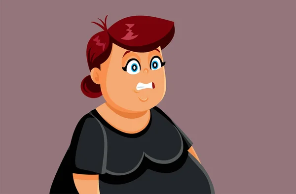 Shocked Más Tamaño Mujer Buscando Aterrorizado Vector Dibujos Animados — Vector de stock