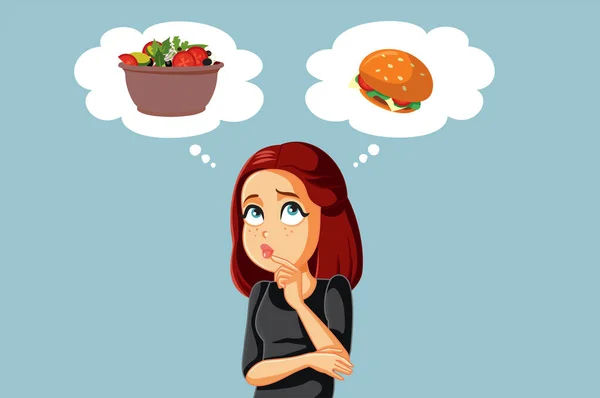 Mulher Pensando Que Comer Ilustração Vetorial — Vetor de Stock