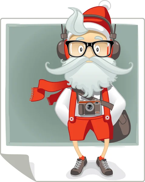 Santa Claus Hipster estilo de dibujos animados — Archivo Imágenes Vectoriales