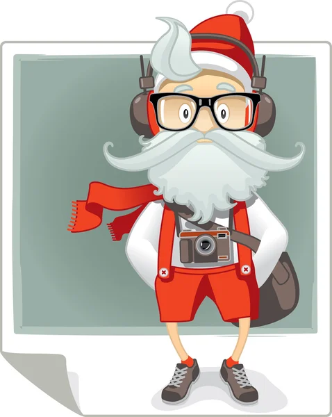 Papai Noel Hipster Estilo Desenhos animados Gráficos Vetores