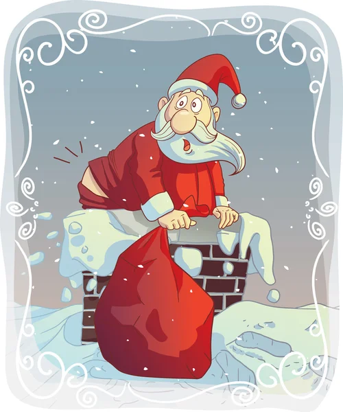 Υπέρβαρα Santa κολλήσει μέσα στην καμινάδα Royalty Free Εικονογραφήσεις Αρχείου