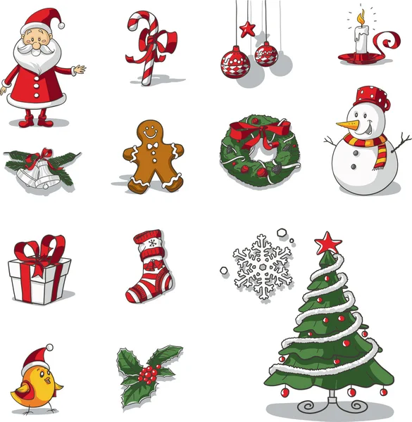 Christmas Graphic Elements Hand Drawn Vector — Stock Vector