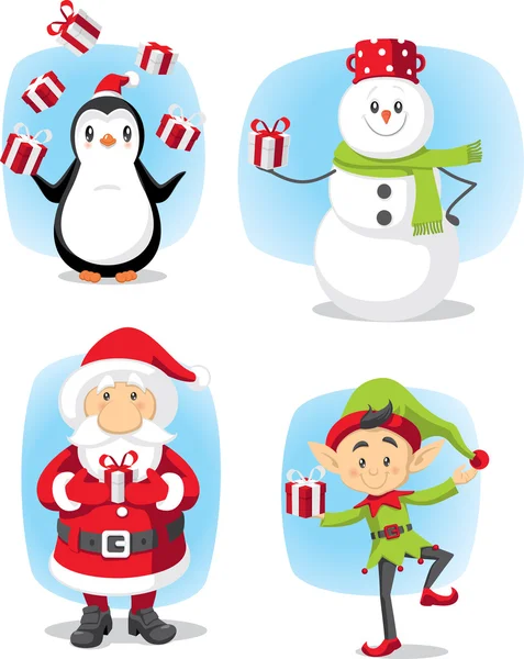 Personnages de Noël Set Dessin animé vectoriel — Image vectorielle