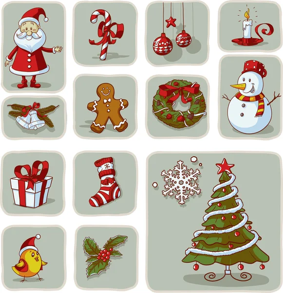 Vintage Christmas Graphic Elements Vecteur dessiné à la main — Image vectorielle