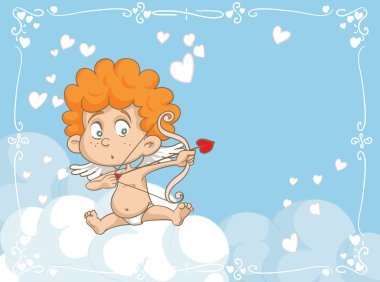 Cupid Shooting Love Arrows Vector Cartoon clipart
