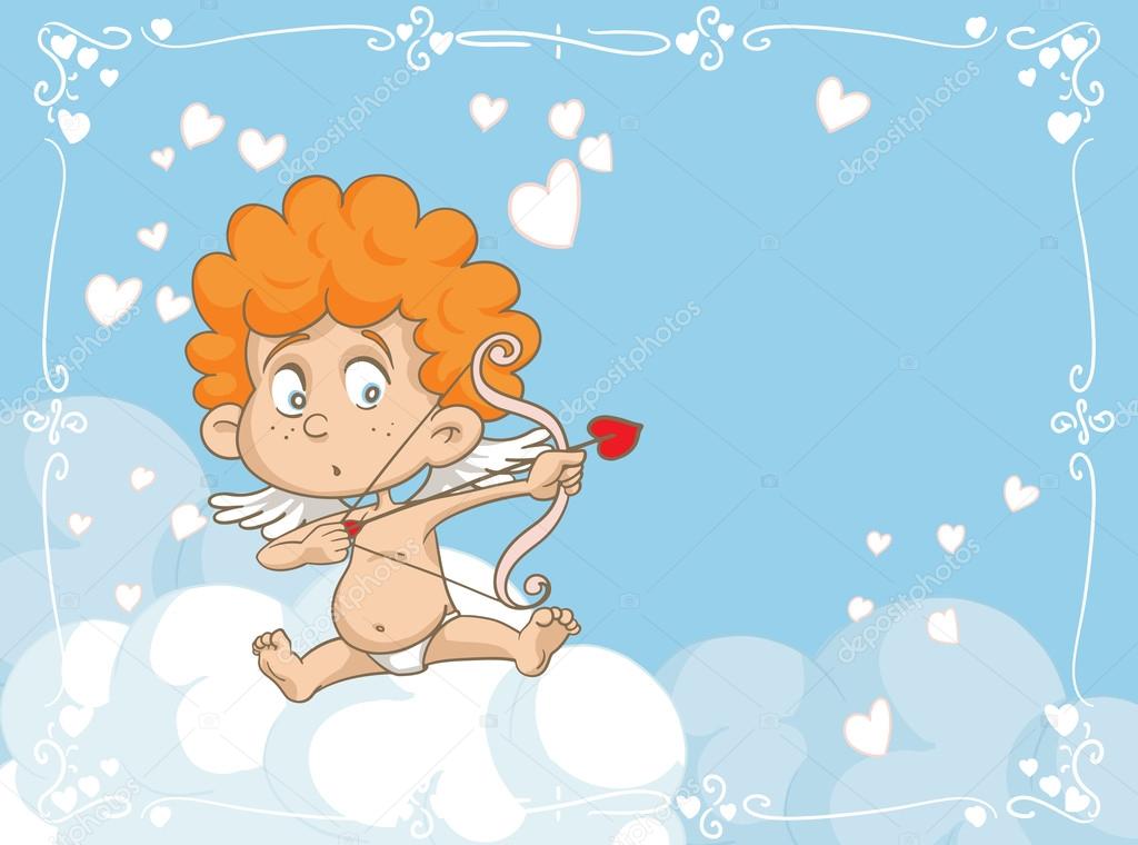 Cupid Shooting Love Arrows Vector Cartoon
