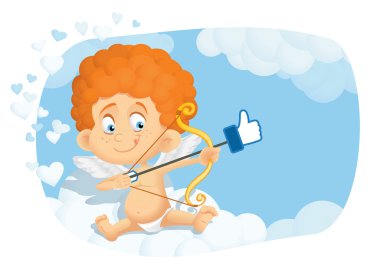 Tatlı aşk tanrısı karikatür Internet Online Dating kavramı vektör