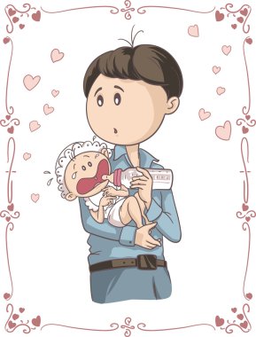 Baba bebek vektör karikatür ağlıyor besleme