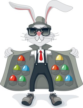 Kaçak Paskalya yumurtaları ile komik tavşan karikatür vektör