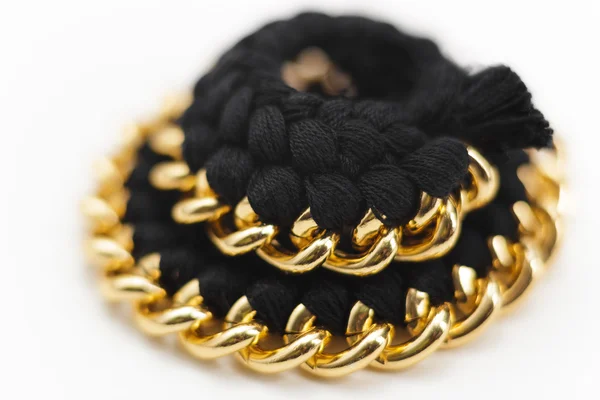 Chain and Wool Jewelry Statement Necklace — 图库照片