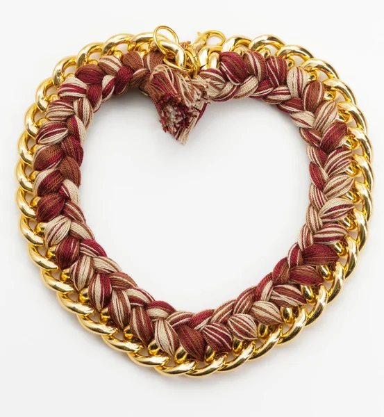 Heart Shape Chain and Wool Jewelry Necklace — 图库照片