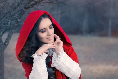 Kırmızı kukuletalı kadın Fairytale portre