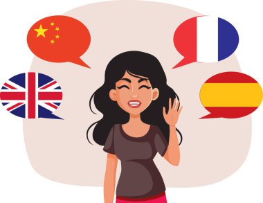 Mutlu Çokdilli Konuşan Vektör İllüstrasyonu