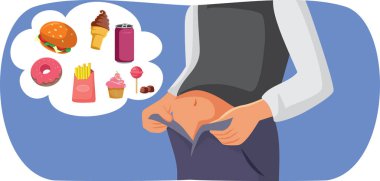 Gıda Vektörü İllüstrasyonunun yol açtığı İçsel Yağ Sorunu Olan Kişi