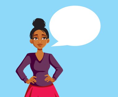 Konuşma Köpüğü Vektörü İllüstrasyonlu Afrikalı Etnik Kadın