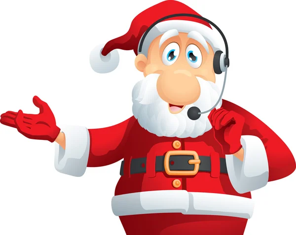 Santa Claus çağrı merkezi vektör çizgi film — Stok Vektör