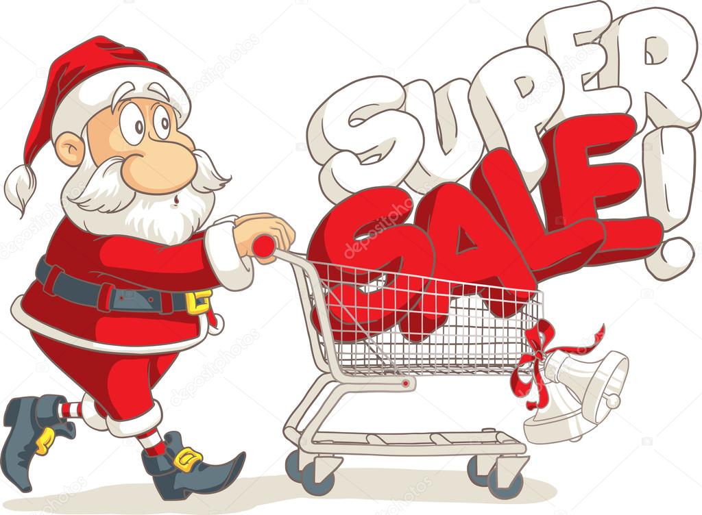 Santa Claus Super Sale Vector Cartoon