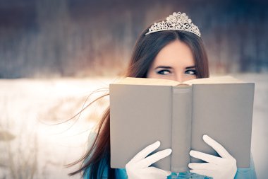 Snow Queen Reading a Book clipart