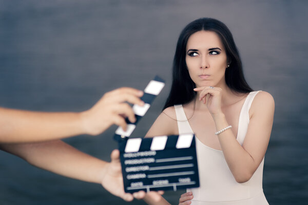 Actress Thinking About Next Line During Movie Shoot